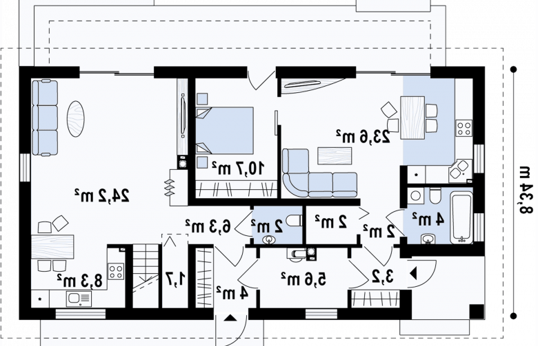 Projekt domu dwurodzinnego Z187 dom dwulokalowy lub dwurodzinny  - rzut parteru