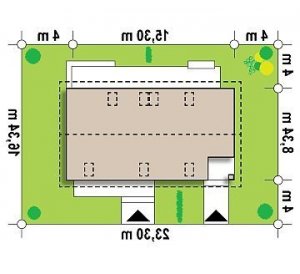 Usytuowanie budynku Z187 dom dwulokalowy lub dwurodzinny  w wersji lustrzanej