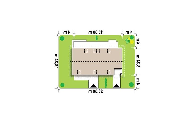 Projekt domu dwurodzinnego Z187 dom dwulokalowy lub dwurodzinny  - Usytuowanie - wersja lustrzana