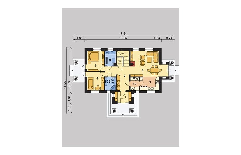 Projekt domu wielorodzinnego LK&866 - parter