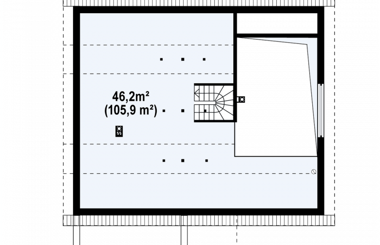 Projekt domu parterowego Z202 - rzut poddasza