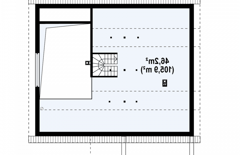 Projekt domu parterowego Z202 - rzut poddasza