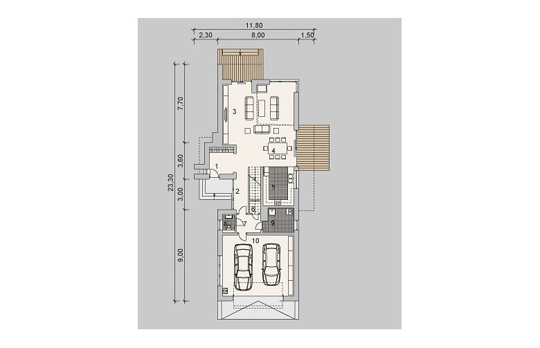 Projekt domu szkieletowego LK&801 - parter