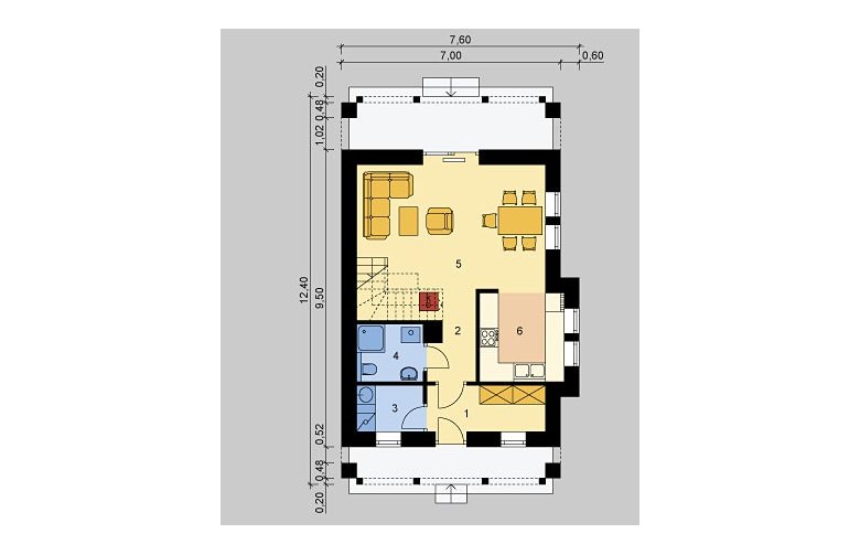 Projekt domu wielorodzinnego LK&823 - parter