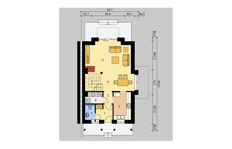 Projekt domu bliźniaczego LK&825 - parter