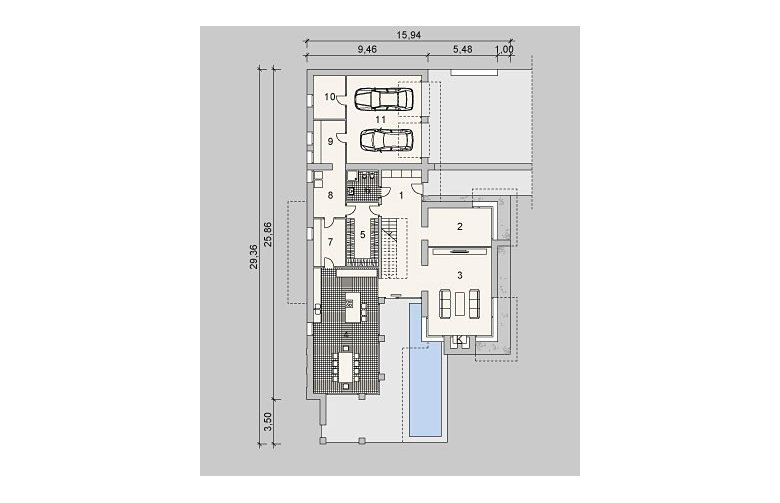 Projekt domu z poddaszem LK&845 - parter