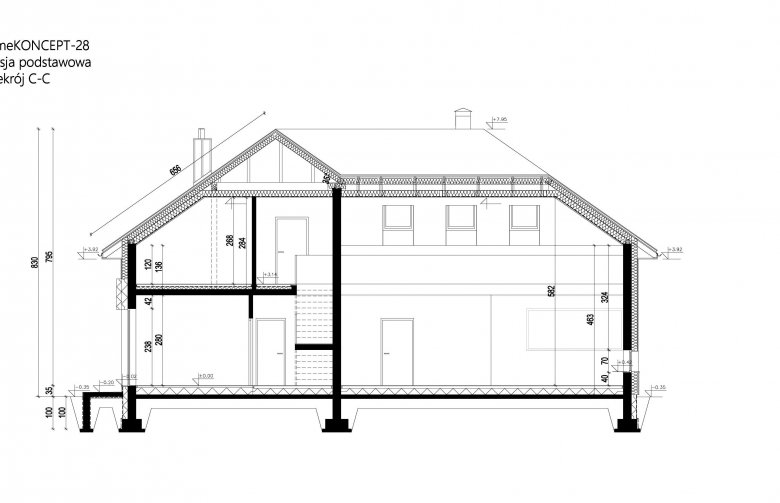 Projekt domu z poddaszem Homekoncept 28 - przekrój 1