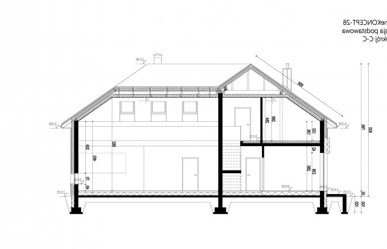 Projekt domu z poddaszem Homekoncept 28 - przekrój 1