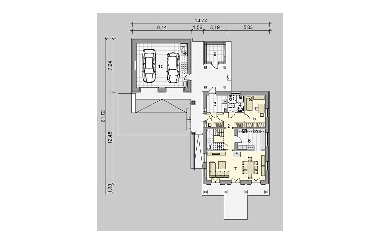 Projekt domu wielorodzinnego LK&850 - parter