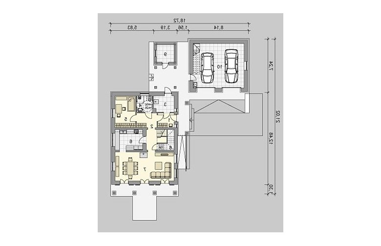 Projekt domu wielorodzinnego LK&850 - parter