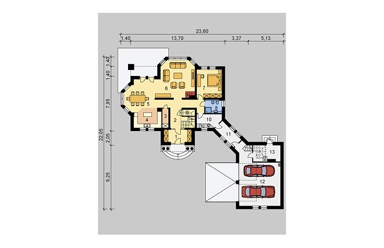 Projekt domu piętrowego LK&864 - parter