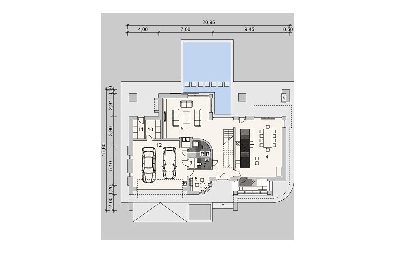 Projekt domu szkieletowego LK&872 - parter