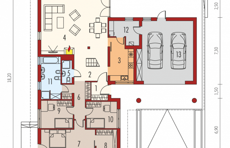 Projekt domu parterowego Alan II G2 - parter