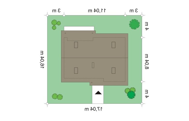 Projekt domu parterowego Biedronka 2 (565) - Usytuowanie - wersja lustrzana