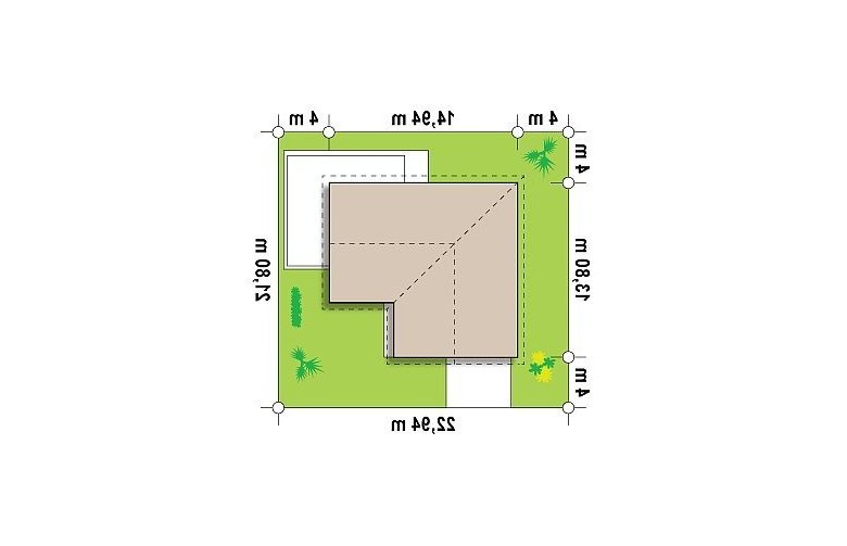 Projekt domu parterowego Z208 - Usytuowanie - wersja lustrzana