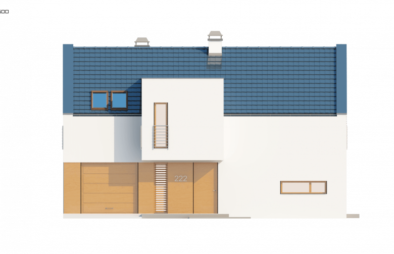 Projekt domu z poddaszem Z222 - elewacja 2