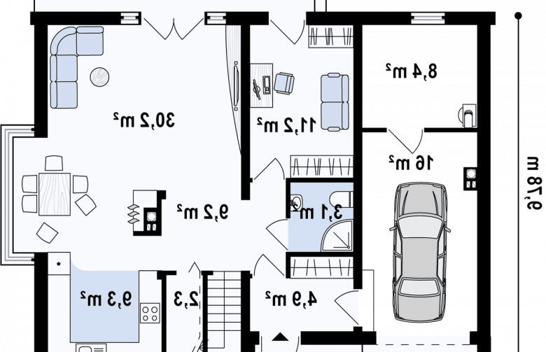 Projekt domu jednorodzinnego Z237 - rzut parteru