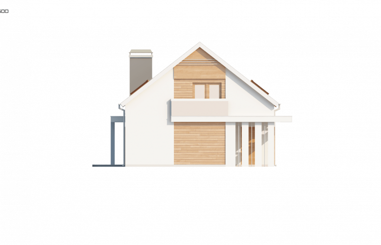 Projekt domu z poddaszem Z238 - elewacja 2