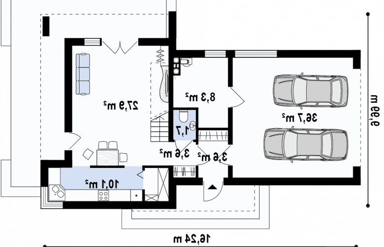 Projekt domu piętrowego Zx41 - rzut parteru