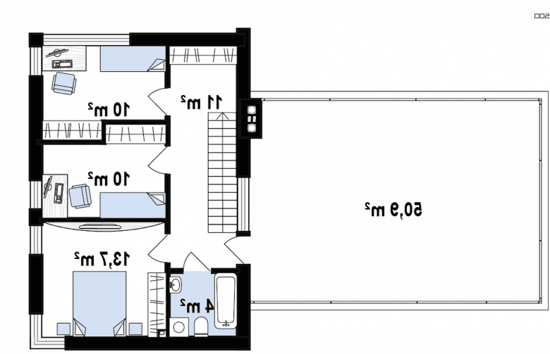 Projekt domu piętrowego Zx41 - rzut poddasza
