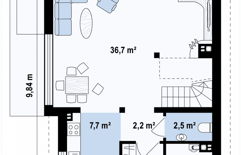 Projekt domu z poddaszem Z290 - rzut parteru