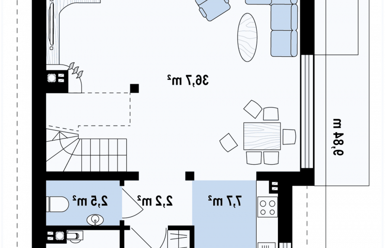 Projekt domu z poddaszem Z290 - rzut parteru