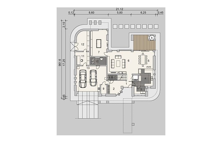 Projekt domu z poddaszem LK&855 - parter