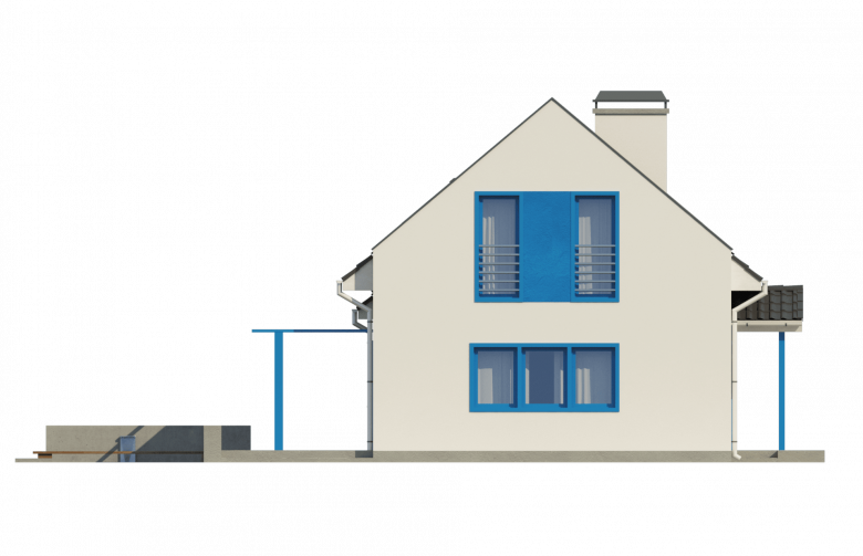Projekt domu z poddaszem Z217 - elewacja 3