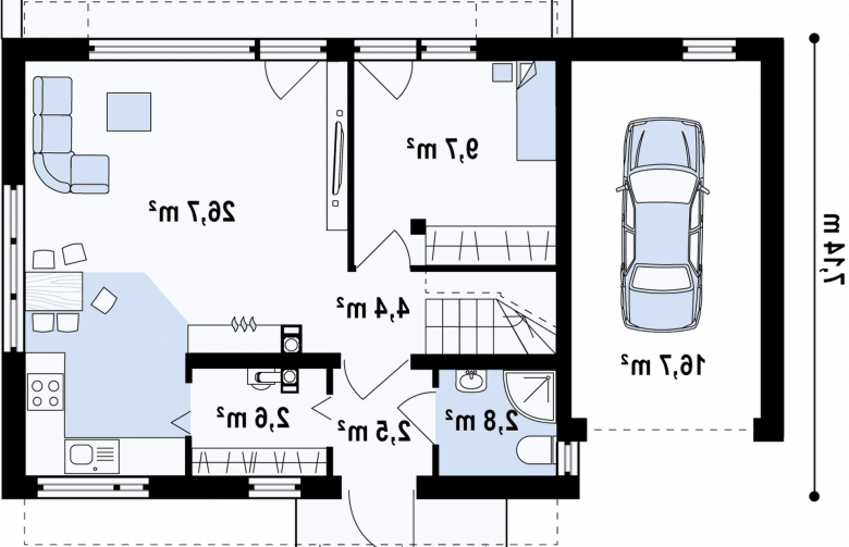 Projekt domu z poddaszem Z217 - rzut parteru