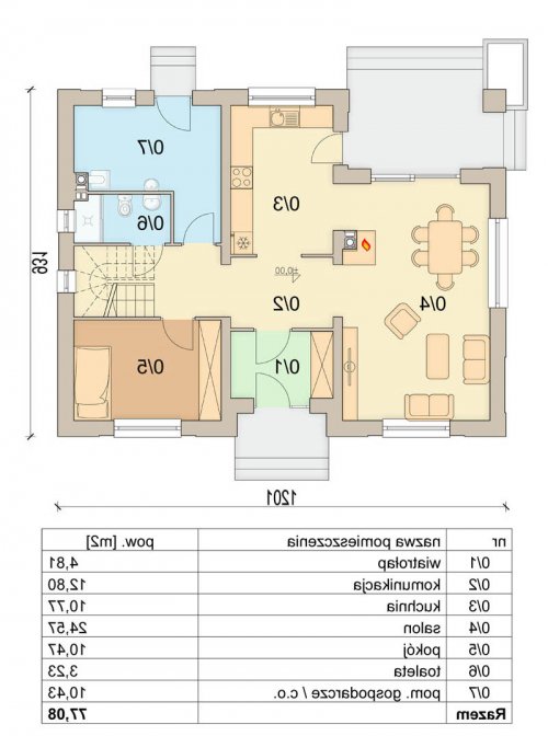 Rzut projektu Kardamon 2 - wersja lustrzana