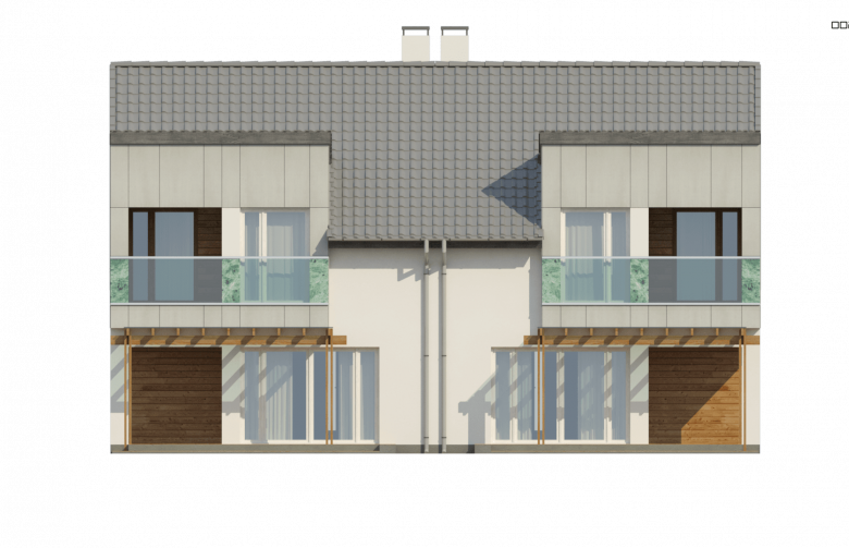 Projekt domu bliźniaczego Zb7 - elewacja 1