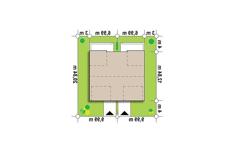 Projekt domu bliźniaczego Zb7 - Usytuowanie - wersja lustrzana