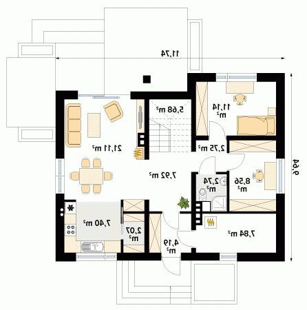 Rzut projektu Ibis - wersja lustrzana