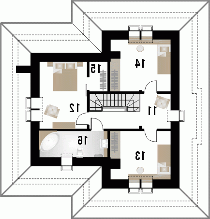 Rzut projektu AMALFI - wersja lustrzana