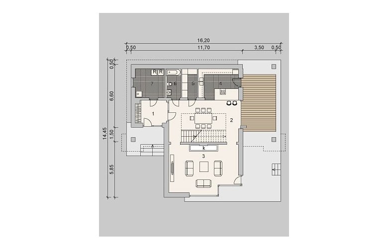 Projekt domu z poddaszem LK&897 - parter