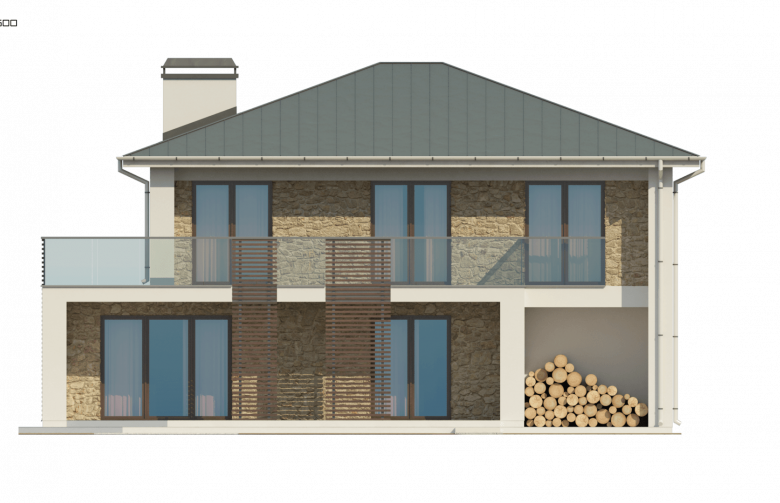Projekt domu piętrowego Zx55 - elewacja 3