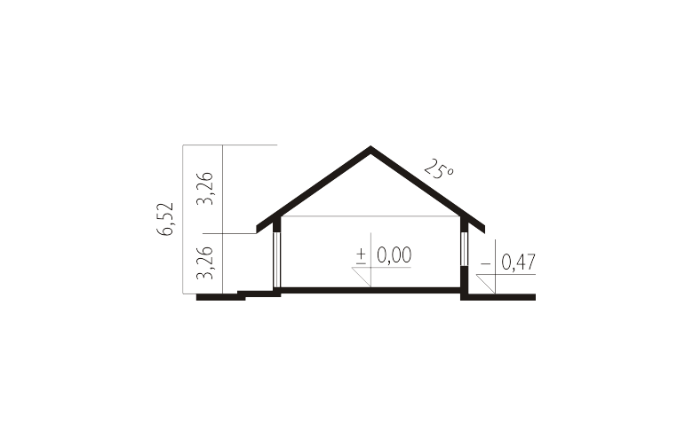 Projekt domu parterowego Harold - przekrój 1