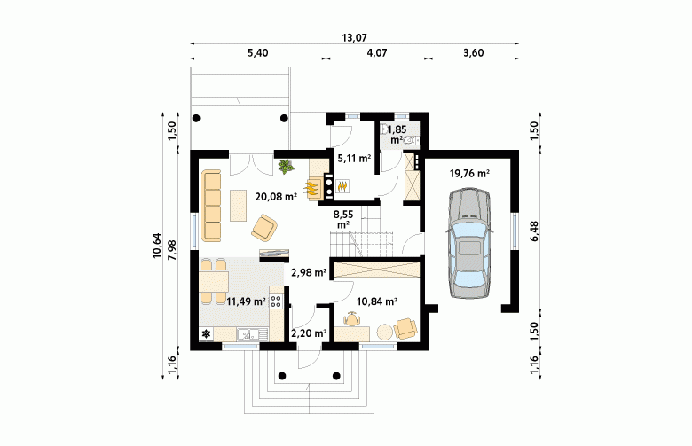 Projekt domu parterowego Pik dr-S - 