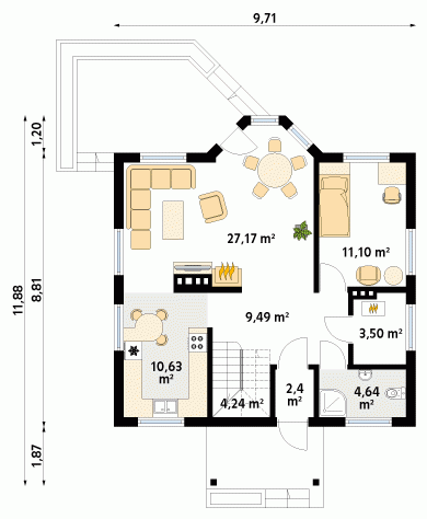 Rzut projektu Pliszka 2 dr-T