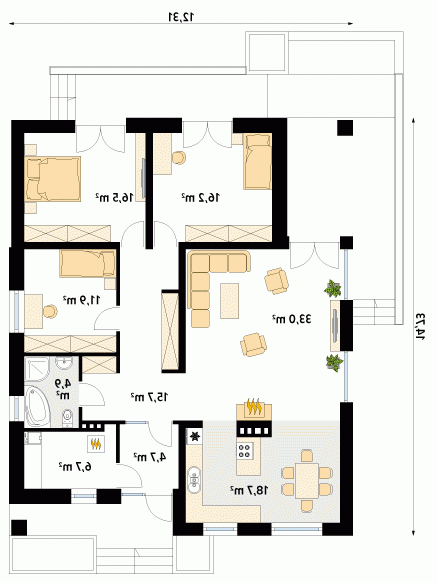 Rzut projektu As 2 - wersja lustrzana