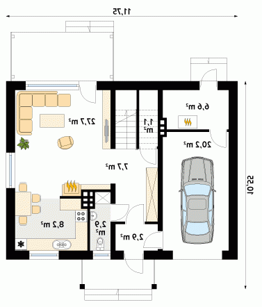 Rzut projektu Agatka - wersja lustrzana