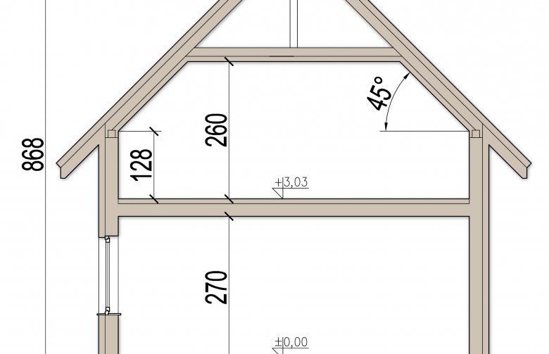 Projekt domu jednorodzinnego Migdał - przekrój 1