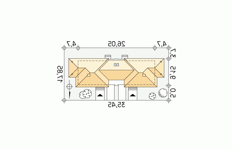 Projekt domu tradycyjnego Gemini - Usytuowanie - wersja lustrzana