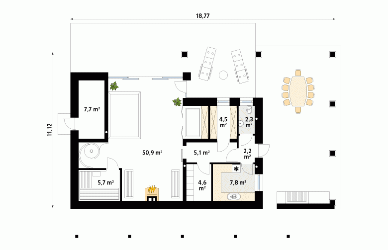 Projekt domu letniskowego Sauna - 