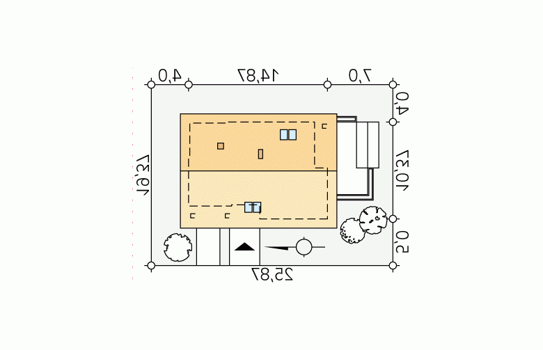 Projekt domu tradycyjnego Storczyk - Usytuowanie - wersja lustrzana