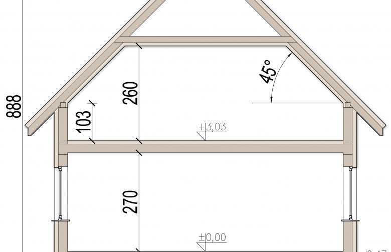 Projekt domu jednorodzinnego Aronia 2 - przekrój 1