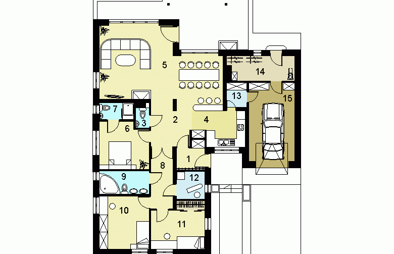 Projekt domu jednorodzinnego HG-H3B - parter