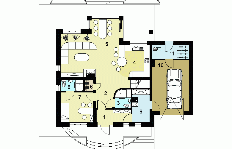 Projekt domu jednorodzinnego HG-I18E - parter