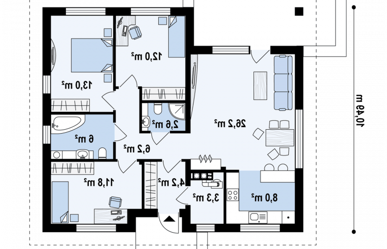 Projekt domu parterowego Z273 - rzut parteru