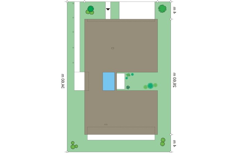 Projekt domu dwurodzinnego Willa atrium (267) - Usytuowanie - wersja lustrzana